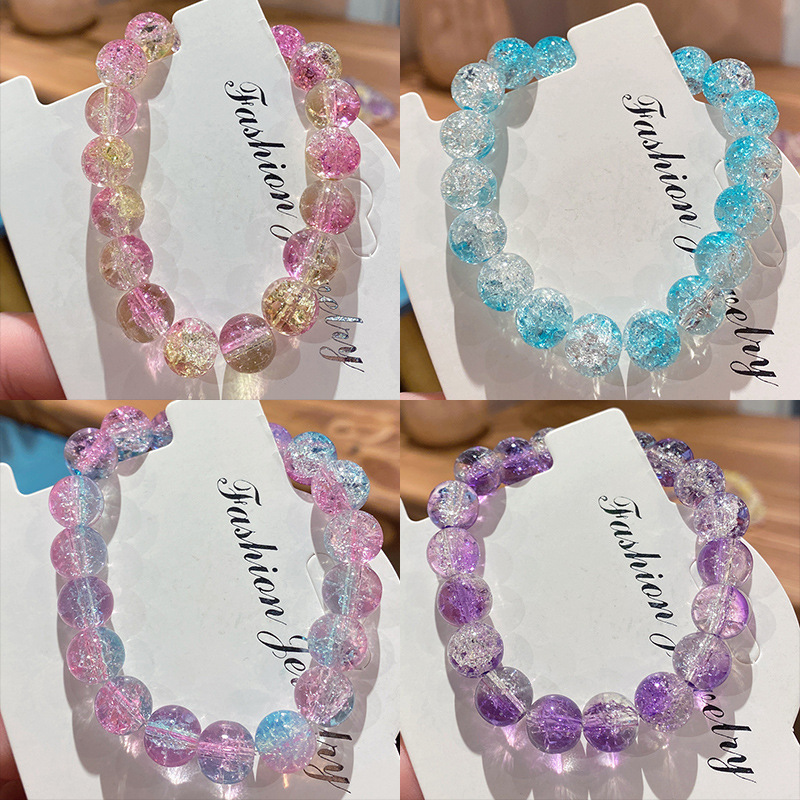 New Broken Bead Ice Transparent Two-Color Bracelet for Students to Play with Bracelets for Couples to Send to Best Friends Children's Day Small Gifts to Wrap Their Fingers with Soft Fingers