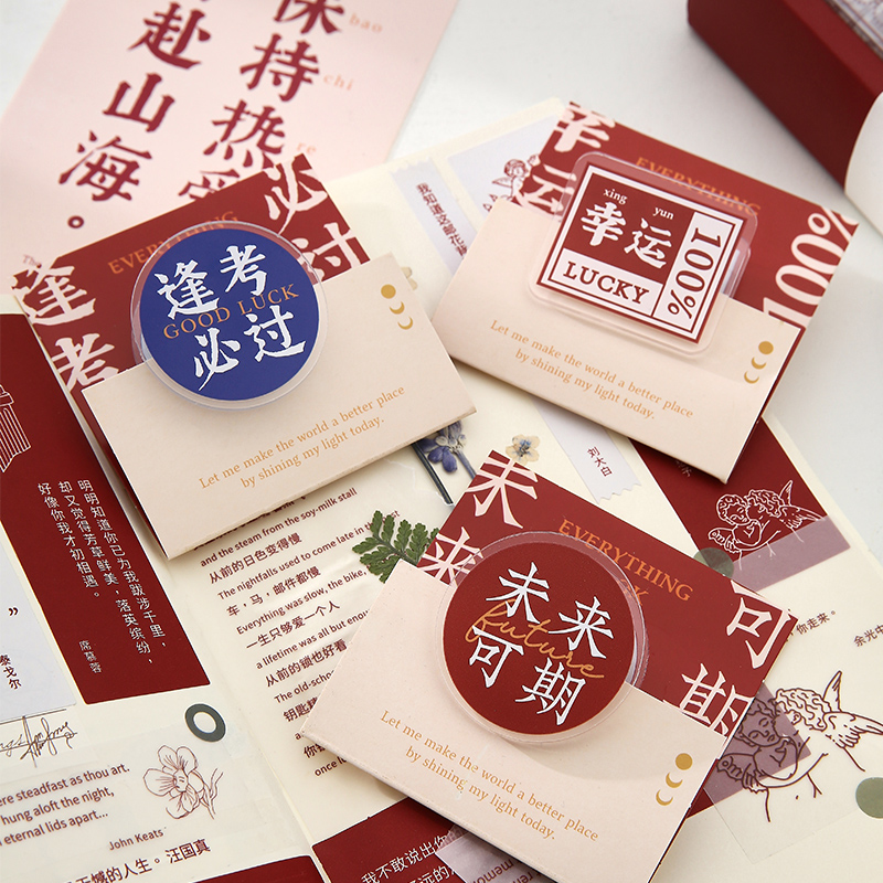 Creative Inspirational ins Wind Good Luck Acrylic Material Multifunctional Invoice Receipt Paper Storage Photo Handbook Sticky Note Clip Blessing Desktop Message Calendar Photo Album Decoration Trinket