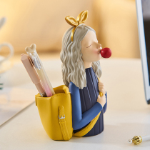 Creative cute ins style personality primary and secondary school students large capacity bubble girl pen holder simple modern exquisite desktop display girl heart multi-function storage school supplies Net red cartoon ornaments