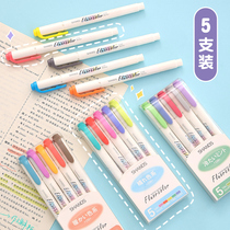 High value ins Wind double head Mark not dizzying multi-color highlighter pen Primary School notes special girl heart account making creative light color eye protection key marker cute stationery set
