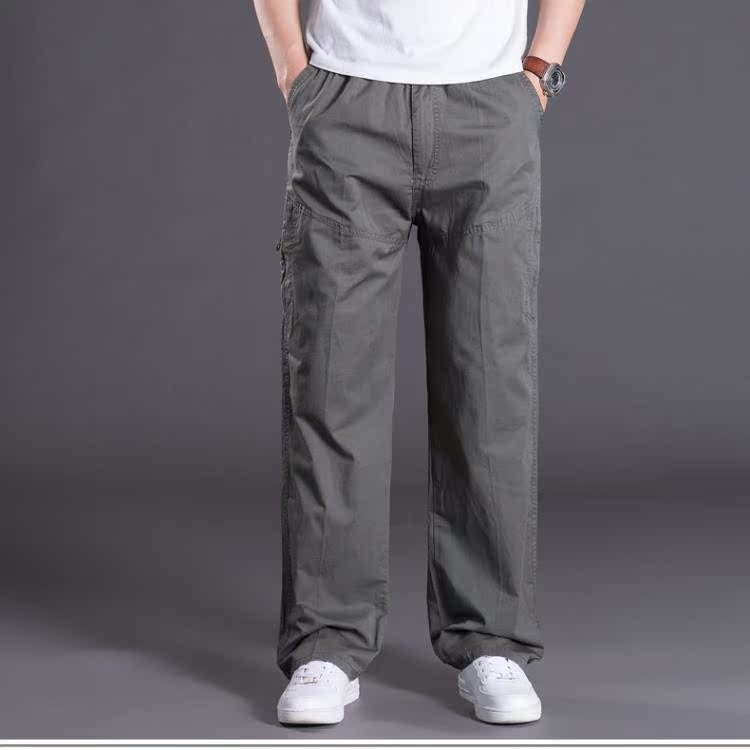 Mùa hè quần mỏng nam giản dị Plus béo XL quần dài rộng Chất liệu cotton nhiều túi shop đồ nam