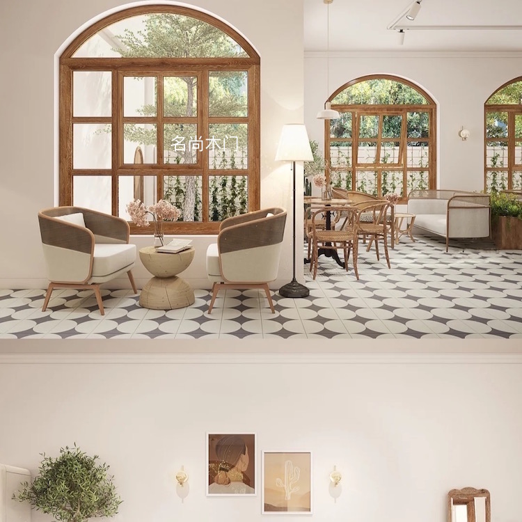 Custom curved doors and windows European-style villa garden wooden doors wooden windows villa hotel sales department glass doors special-shaped