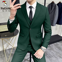 Кнопка темно -зеленого [костюм + брюки] дает большой подарочный пакет