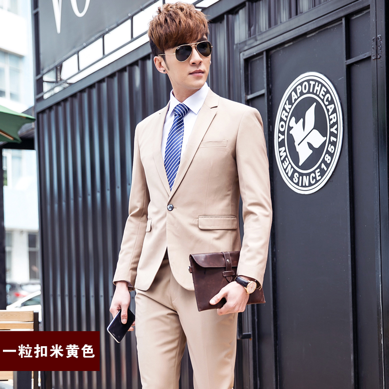 Nam Suit Suit Hàn Quốc Trim Suit Suit cưới Bridesmaid Sydals nam Suit Grey Casual