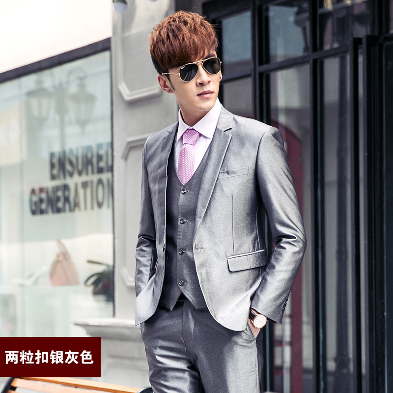 Nam Suit Suit Hàn Quốc Trim Suit Suit cưới Bridesmaid Sydals nam Suit Grey Casual