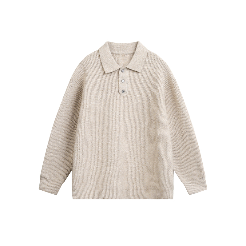 F329 Retro Polo Collar Knit Sweater for Men and Women, Loose and Versatile Pullover Sweater, Casual and Lazy Style F329 Retro Polo Collar Knit Sweater for Men and Women, Loose and Versatile Pullover Sweater, Casual and Lazy Style