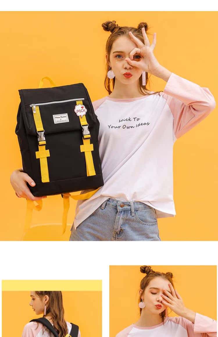 Meow Bunny túi nữ phiên bản tiếng Hàn của ba lô trường trung học cơ sở trường trung học cơ sở ba lô trường đại học túi máy tính dung lượng lớn - Ba lô balo laptop nữ