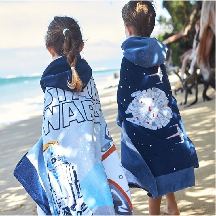 Children summer seaside quick-drying bathrobe beach swimming towel woman absorbent hat bath towel thin cloak big man