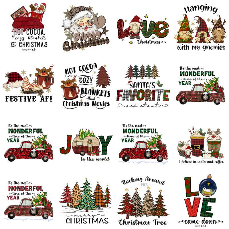 Leopard Print Plaid Texture Christmas Tree Santa Claus Dwarf Illustration T-Shirt Cup Heat Transfer Print Png Free Material