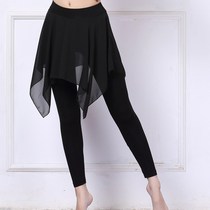 New Chiffon black high waist yoga pants womens tight dance practice pants mesh elegant white modal culottes