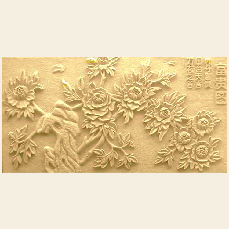 Sand Rock Reliefs Custom Sandstone Background Wall Chinese Hotel Foreground Mural Courtyard Wall Sand Sculptures Flowers Open Rich
