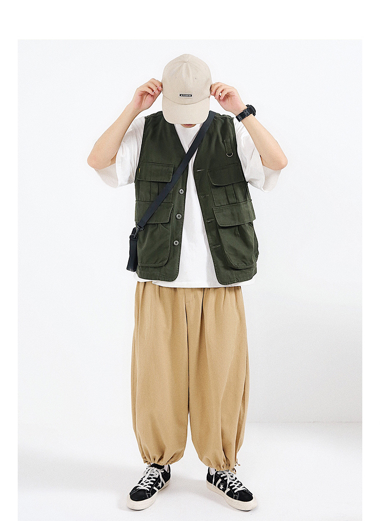 Áo vest công cụ đa năng retro của Nhật Bản. - Dệt kim Vest áo gile hàn