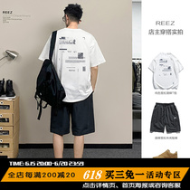 REEZ (shop main wearing lap) day series short sleeve T-shirt male summer loose round collar tide card American 50% sleeve woman
