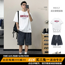 REEZ (shop owner wears a lap) short sleeve T-shirt male round collar loose American casual half sleeve compassionate female couple ins tide