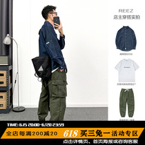 REEZ (shopkeeper wears a lap) spring workwear pants male loose bunches of the day-long pants function Chaoters INS INS