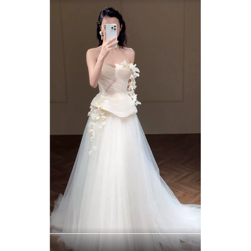 Кружевное свадебное платье для невесты, французский стиль, премиум класс, кружевное платье