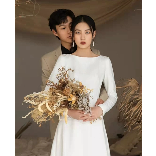 Свадебное платье, лонгслив для невесты, белое вечернее платье, французский стиль, яркий броский стиль, по фигуре, изысканный стиль, кружевное платье