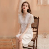 Летняя сексуальная пижама, шелковая юбка, тонкое платье, V-образный вырез, большой размер