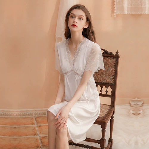 Летняя сексуальная пижама, шелковая юбка, тонкое платье, V-образный вырез, большой размер