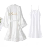 Белый кружевной банный халат для невесты, пижама, с вышивкой, для подружки невесты