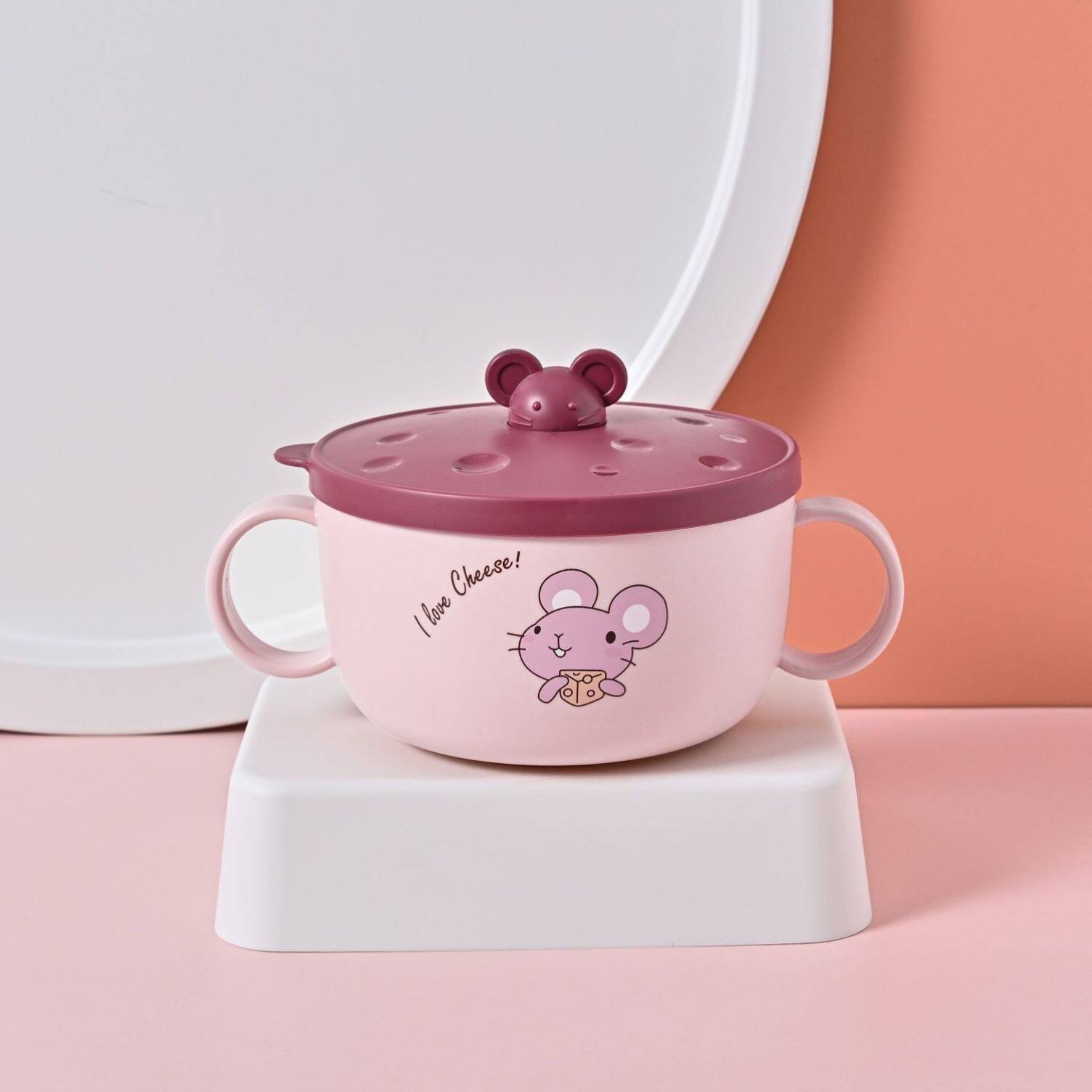 316 stainless steel cutlery set of primary school children Soup Bowl children Anti-scalding seal with lid Eat Bowl Handle Lunch Box