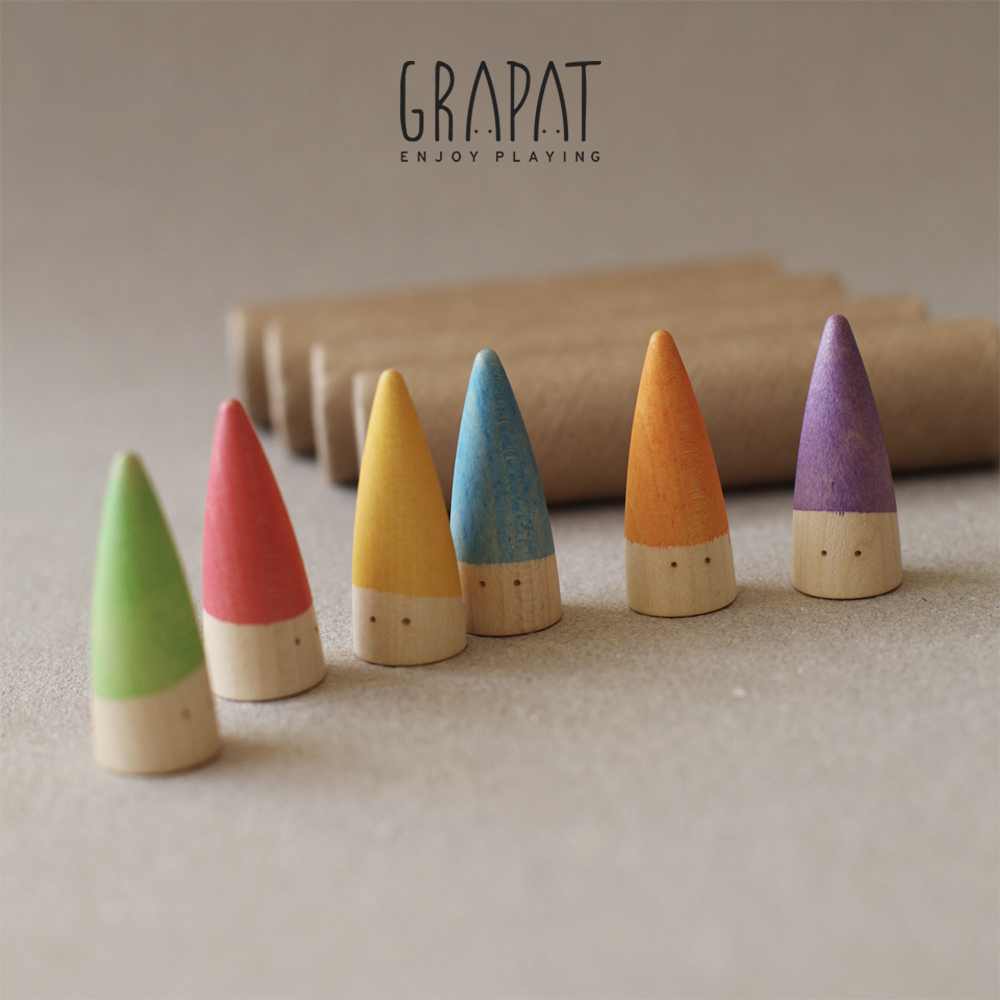 Grapat Huadford open wooden children's imagination toy wood playing little man Monte's early education building blocks-Taobao