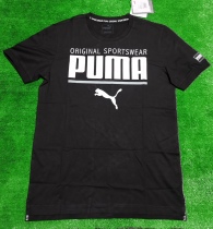 PUMA PUMA new mens black big logo round neck short sleeve cotton sports T-shirt 852240