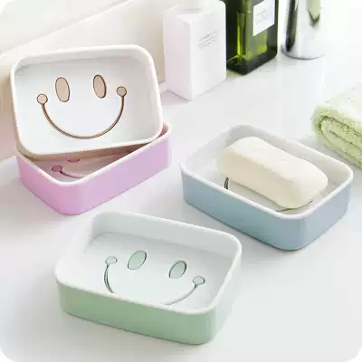 Cartoon Smiley double drain soap box wash face handmade soap box bathroom soap tray soap holder