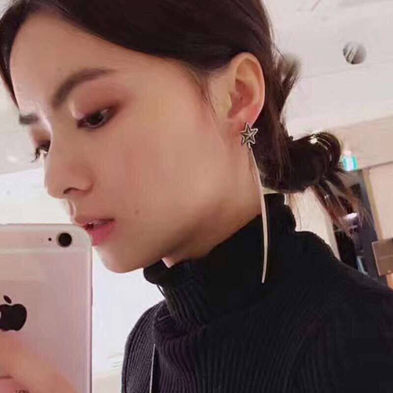 Chao brand net red female cody ear needle star eardrop 925 sterling silver temperament long earring earrings