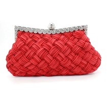 Clutch bag female mini Korean version with Cheongsam dress Dinner party Silk satin diamond woven clutch bag small bag