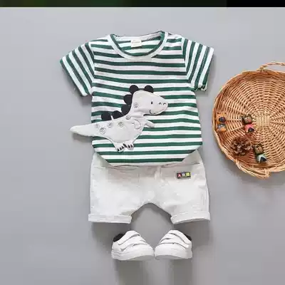 This year's Boy 2-3 years old summer clothes 0-1 little boy short sleeve suit 4 children's clothing 9 October one and a half years old