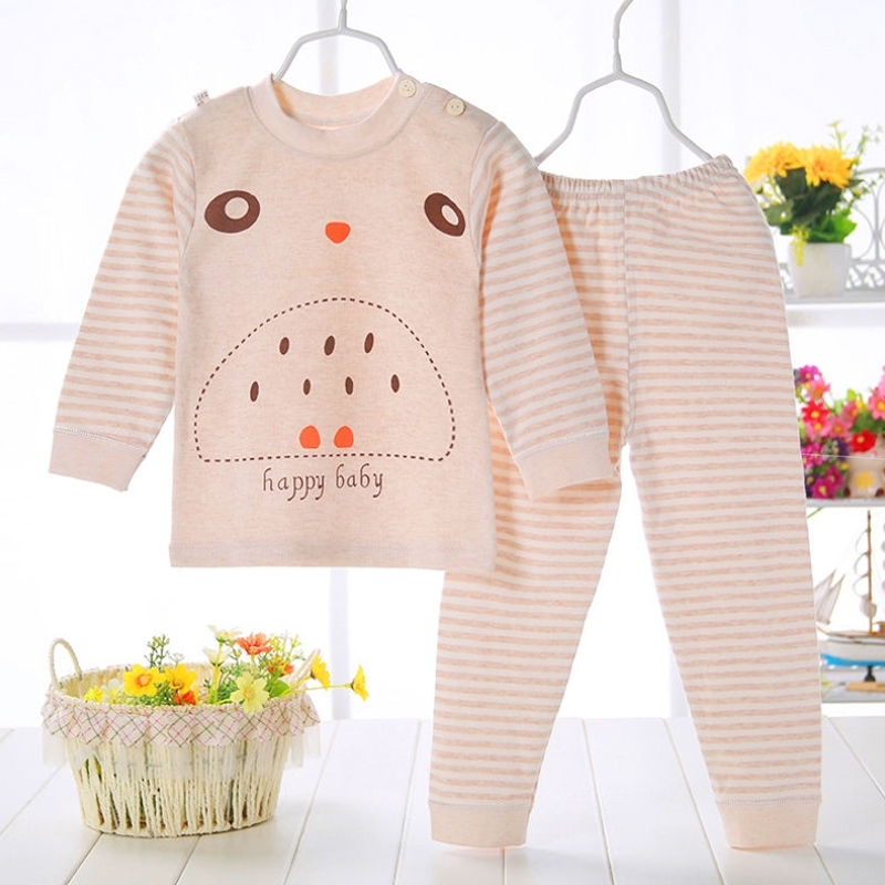 Thu childrens màu bông đồ lót bộ trẻ sơ sinh mới nam và nữ báu ấm childrens mùa thu đồ ngủ quần cotton quần áo.