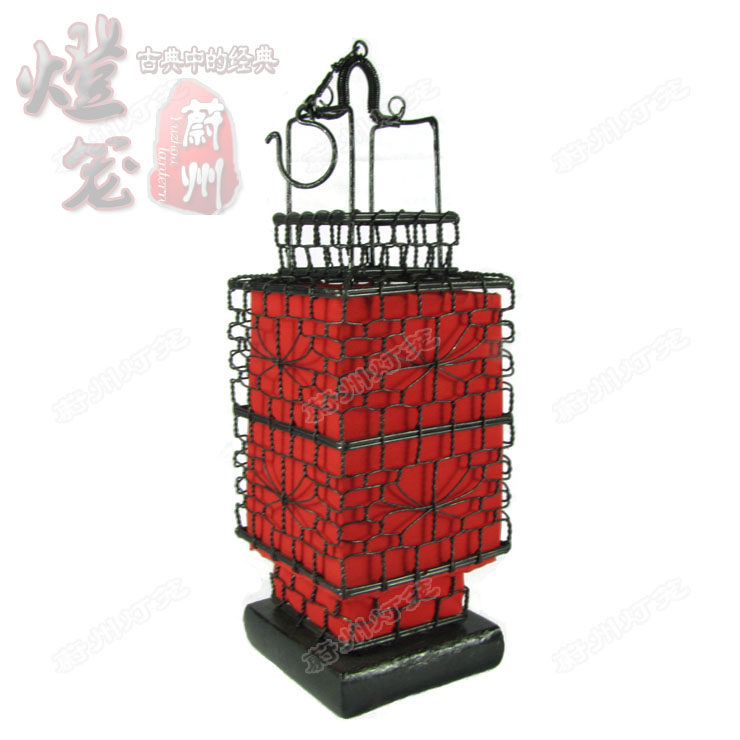 Classical double layer small square lamp iron wire large red lantern handwoven imitation ancient retro-ancient field garden wind lantern