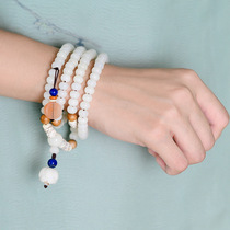 White Jade Bodhi Root 108 Buddha Beads Handstring Male female section White Bodhi Bodhi Lotus Bracelet Necklace Ornaments