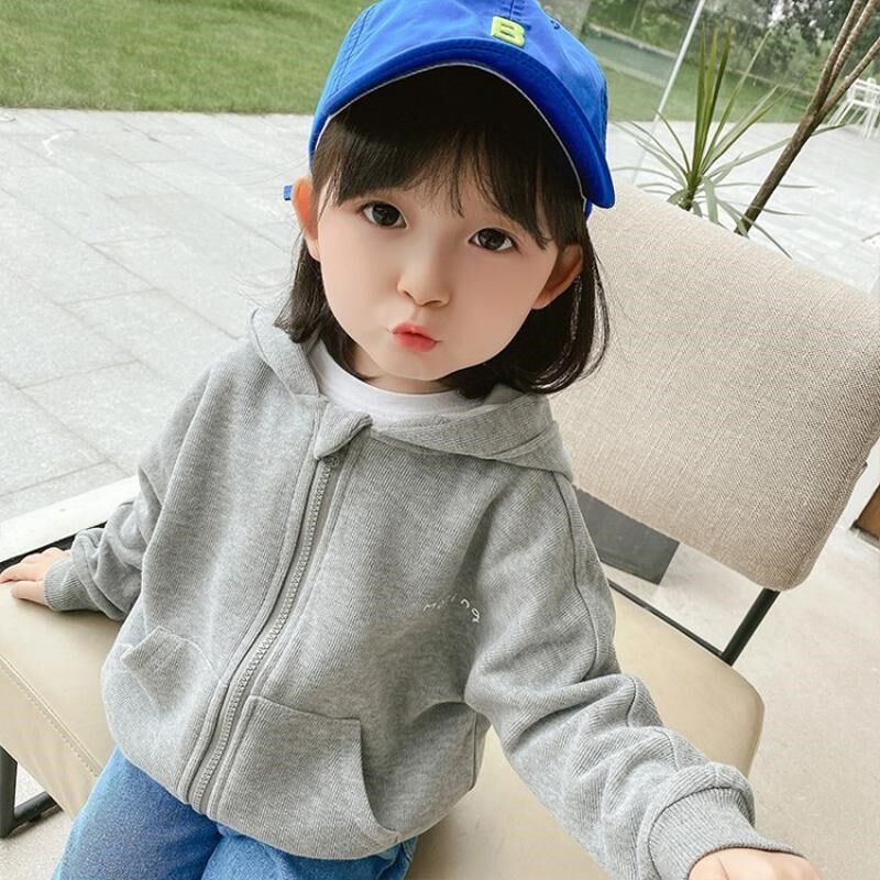 Girls ' jackets hooded 2021 Spring new foreign school Korean children's clothing Children's online red baby spring and autumn tops fashionable