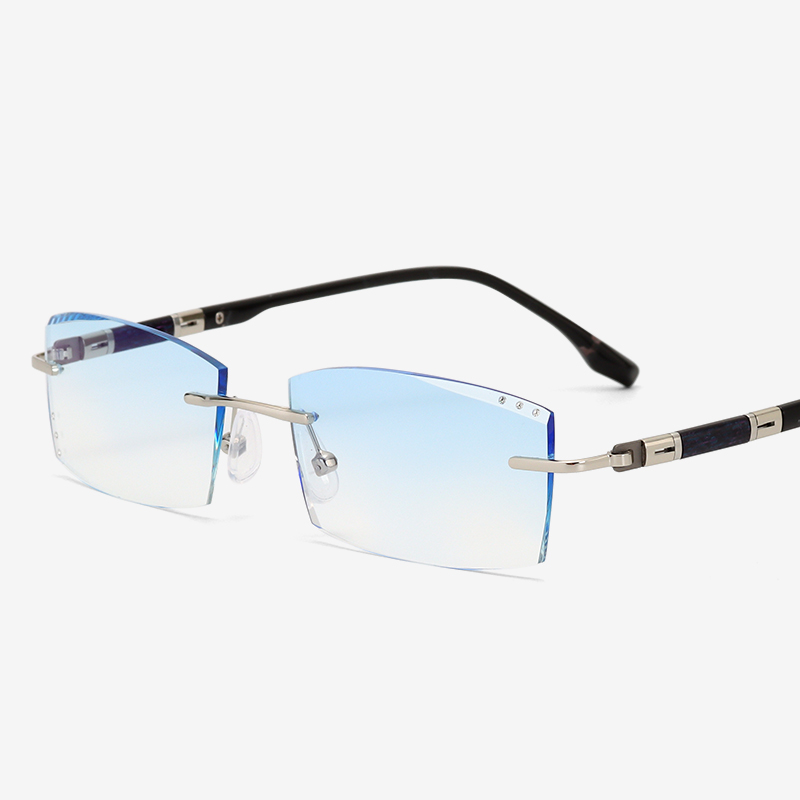 Myopia glasses Pure titanium rimless glasses frame Diamond cut glasses men's color-changing lenses with degree glasses finished