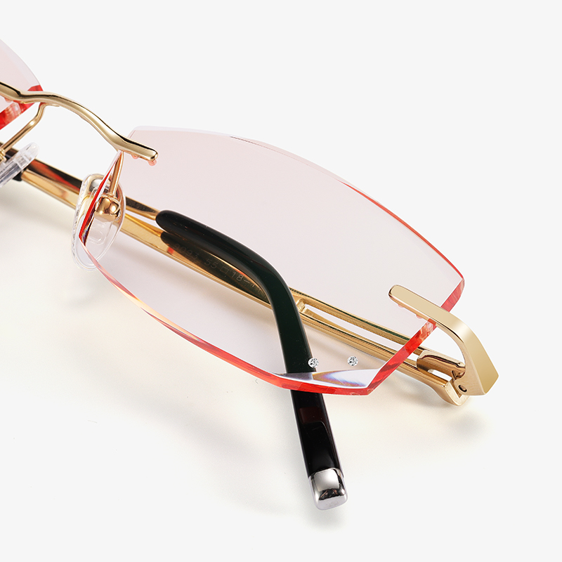 Pure titanium business high-end ultra-light frameless edge-cut men's short-sighted flat light anti-blue light niche designer glasses