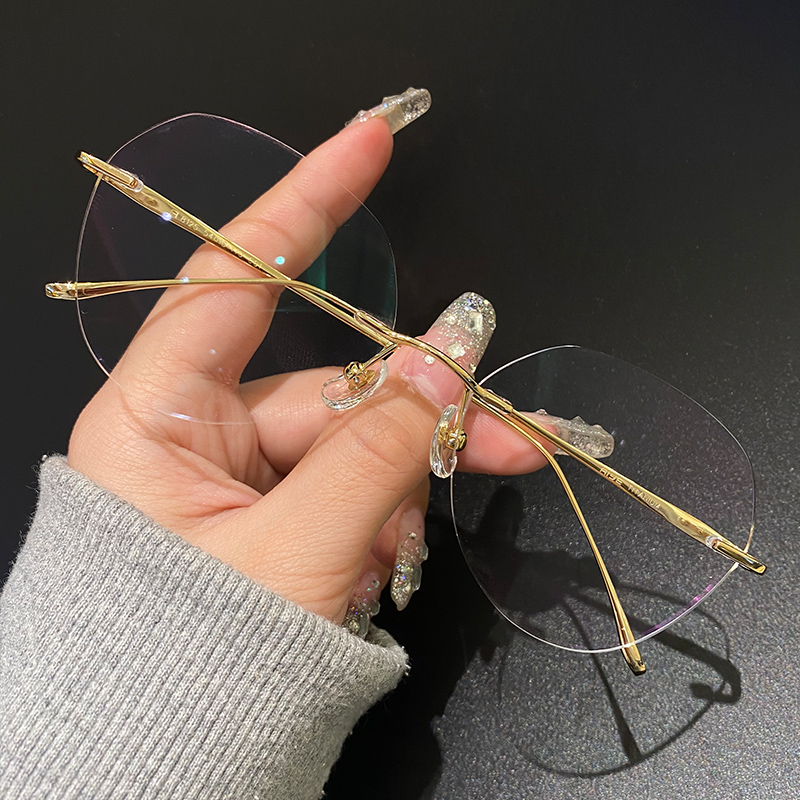 Pure titanium fairy fantastic glasses myopia female with degree scattered anti-blue light without border frame