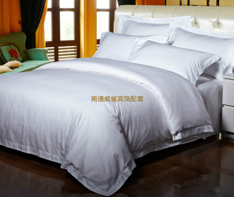 Khách sạn khách sạn tinh khiết trắng satin trắng bông gối bộ đồ giường linen cotton giường polyester cotton