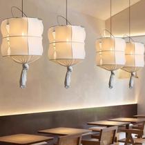 Wabi-sabi style restaurant chandelier dining bar B&B living room Japanese retro Zen tea room new Chinese style fabric lamps