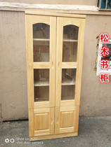 Pine bookcase bookcase filing cabinet wine cabinet wine cabinet document sundries simple modern adult two-door Cabinet multi-purpose Cabinet