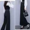 2019 early autumn new temperament high waist thin fashion trousers jumpsuit black wide leg jumpsuit suit female