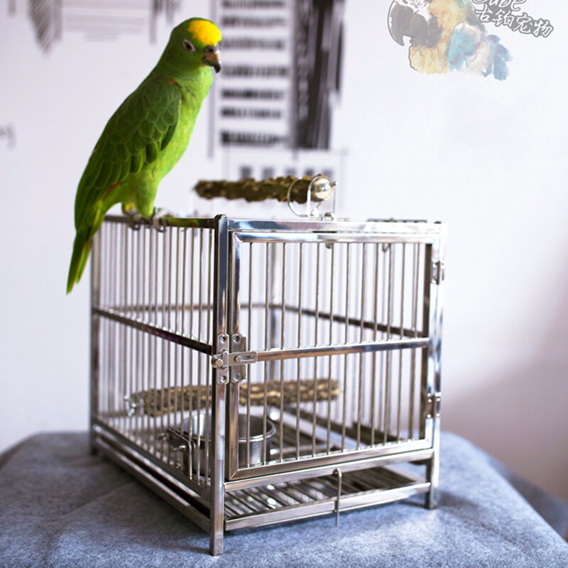 Parrot Outout Cage Grey Parrot Portable Cage Ultra Light Bird Cage Stainless Steel Bird Cage Bathing Cage Acrylic Bird Cage