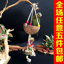 Small parrot Xuanfeng Peony small red climbing toy Coconut shell small hammock Parrot gnawing toy Parrot supplies