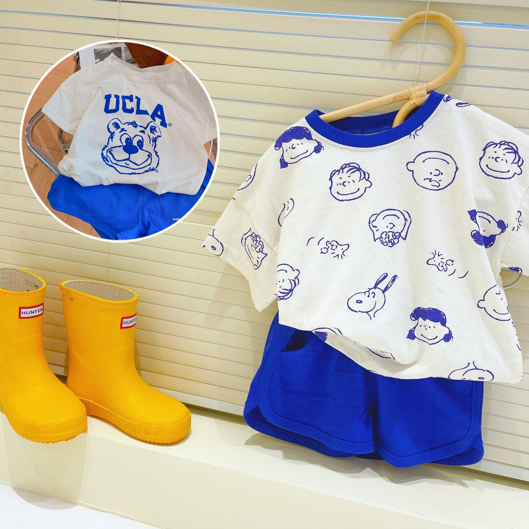 INS summer children's clothing thin section breathable loose children's short-sleeved T-shirt short-sleeved baby suit boy pants cartoon