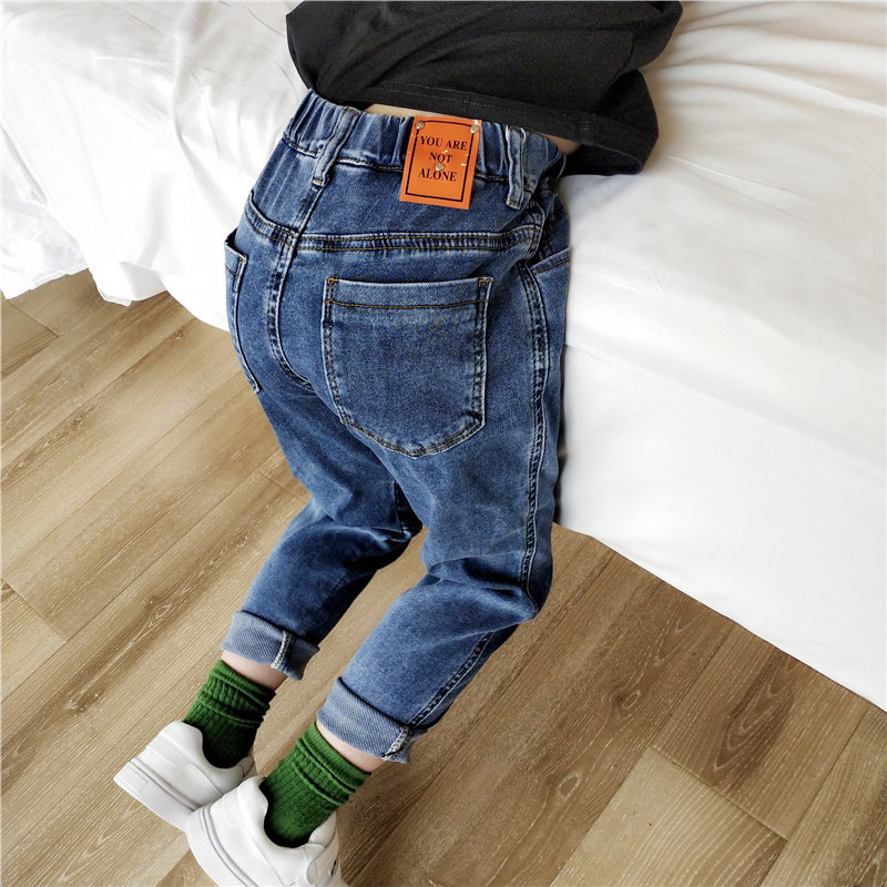 21 Spring children's clothing Boys and girls baby pants Children's classic wild stretch jeans pants Foreign style tide