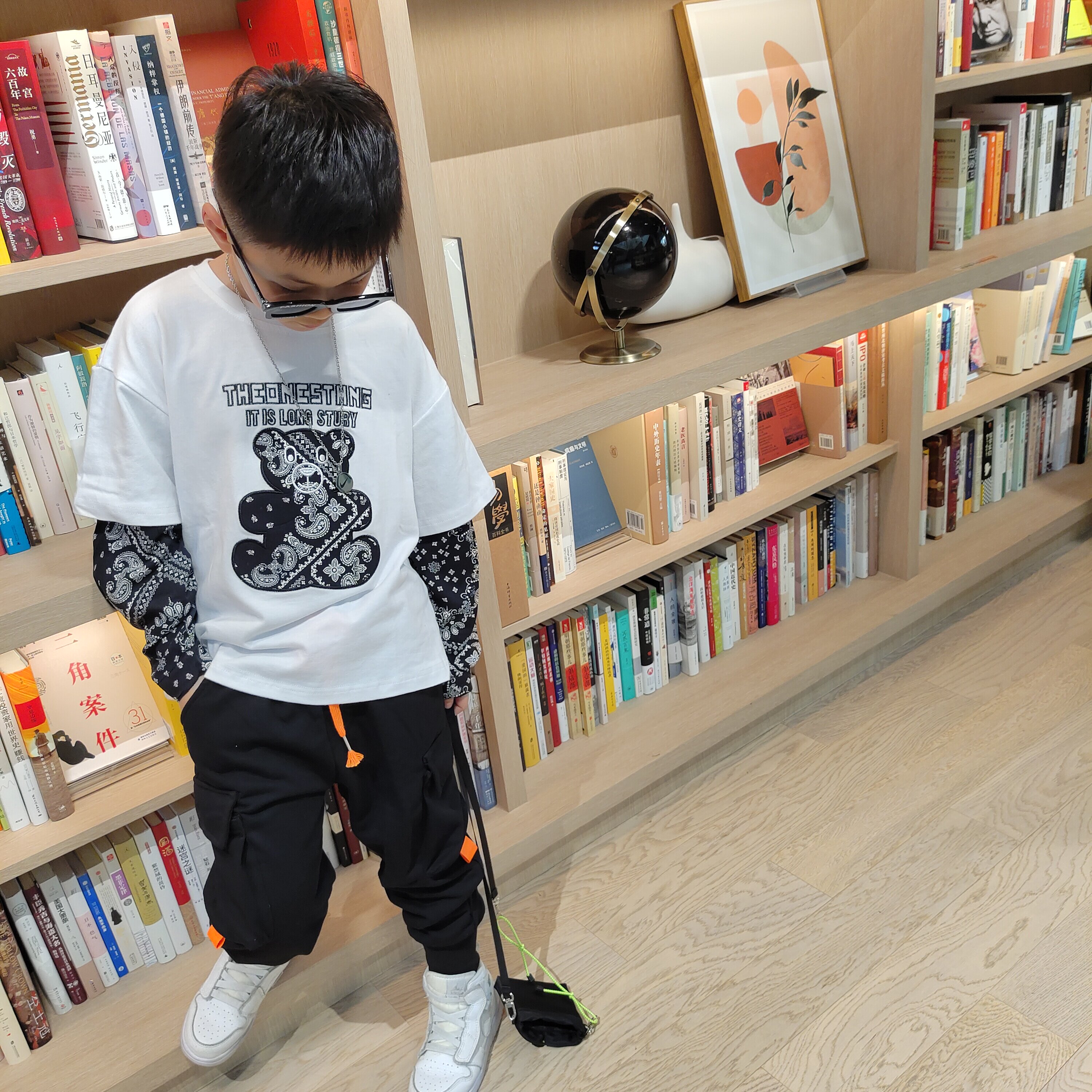 Day Series Tide Spring Autumn Clothing New Boy Long Sleeve T-shirt Cashew Flowers Fake two children's blouses baby jersey