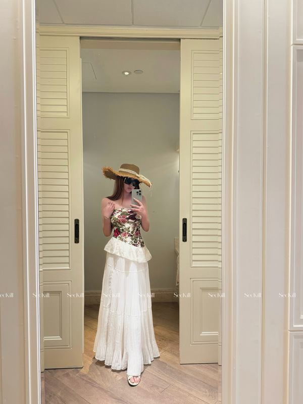 Seckill Dream Summer Rose·Original Exclusive Floral Bustier Long Skirt Set