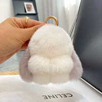 Белый + серый (из меха кролика рекс) 10см