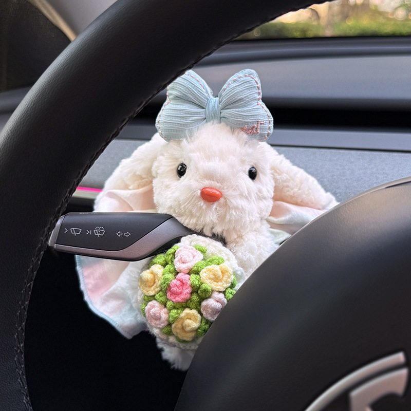 Rabbit Car Interior Decoration Gear Shift Knob Turn Signal Wiper Ornament Doll Cute and Fun 2026 New Model